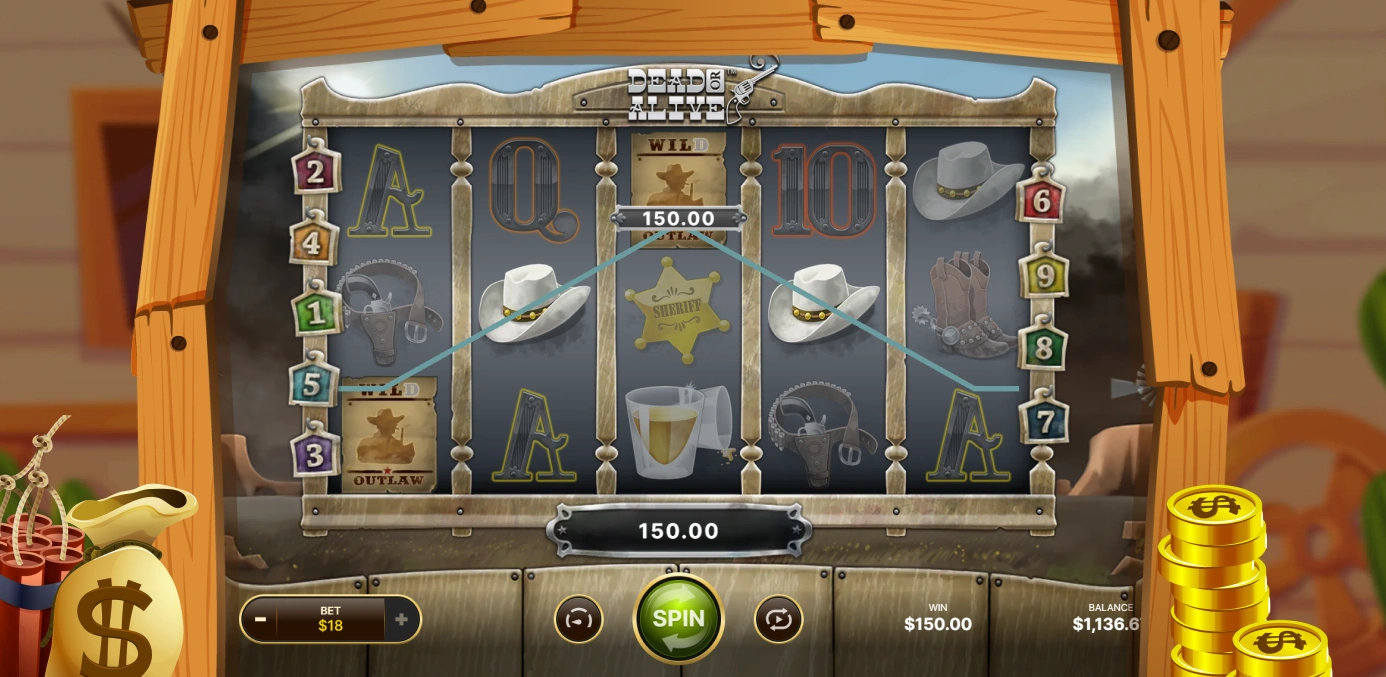 Dead or Alive Slot Gameplay.