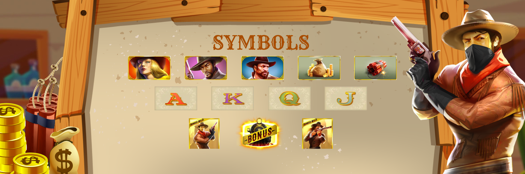 Sticky Bandits Slot Symbols.