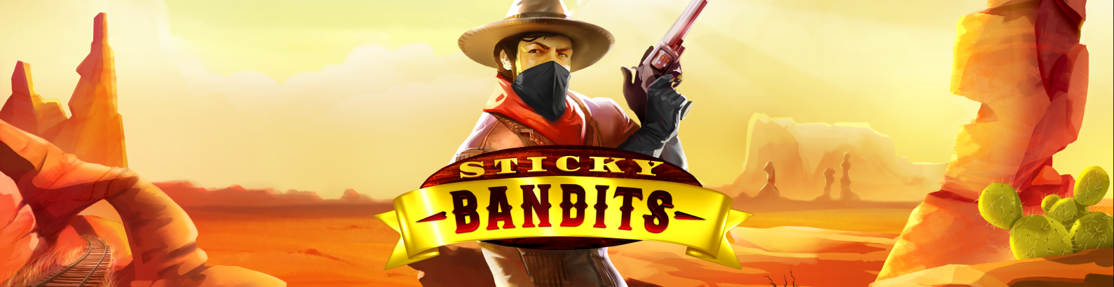 Sticky Bandits Slot Wide Banner.