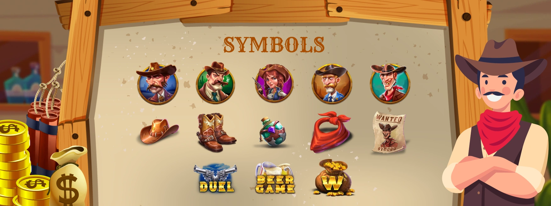 Wild West Duels Slot Symbols.